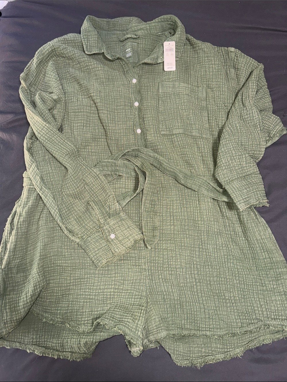 Aerie green long sleeved romper- NWT Size  Large